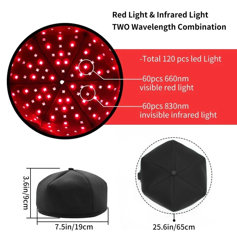 Red Light & Infrared Therapy Cap – 660nm & 830nm LED Hair Growth Helmet | Anti Hair Loss & Scalp Relaxation - Zack Fitness