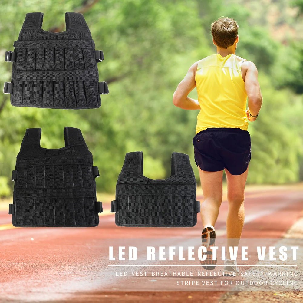 Shoulder strap adjustment mechanism on weighted vest for stable and secure fit.
