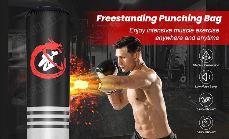 Free standing punching bag with strong base grip for indoor training