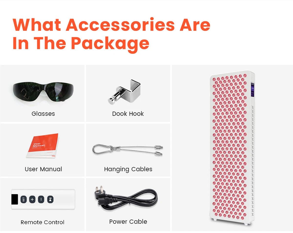 Front view of full body red and near infrared light therapy panel designed for repeated recovery sessions