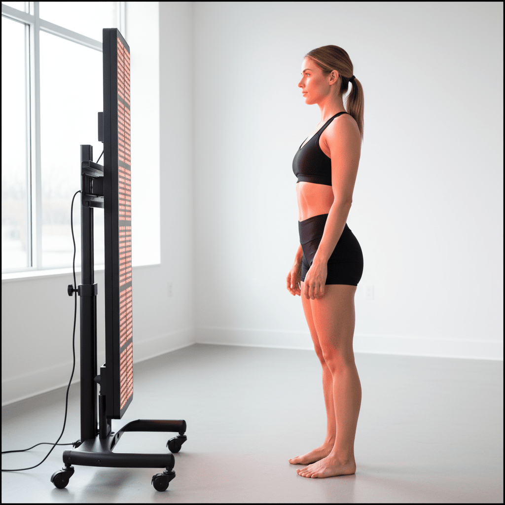 full body red light therapy panel used for muscle recovery after gym training