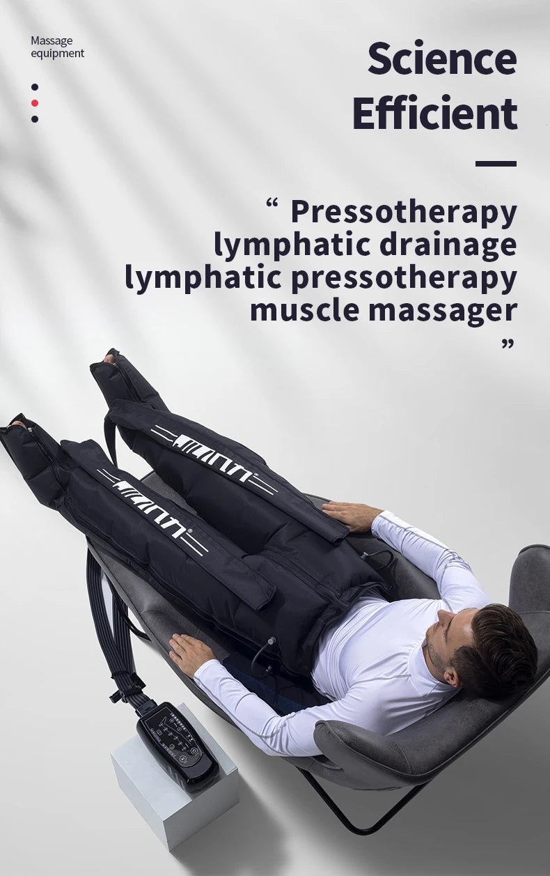 full leg air compression boots covering calves thighs and feet