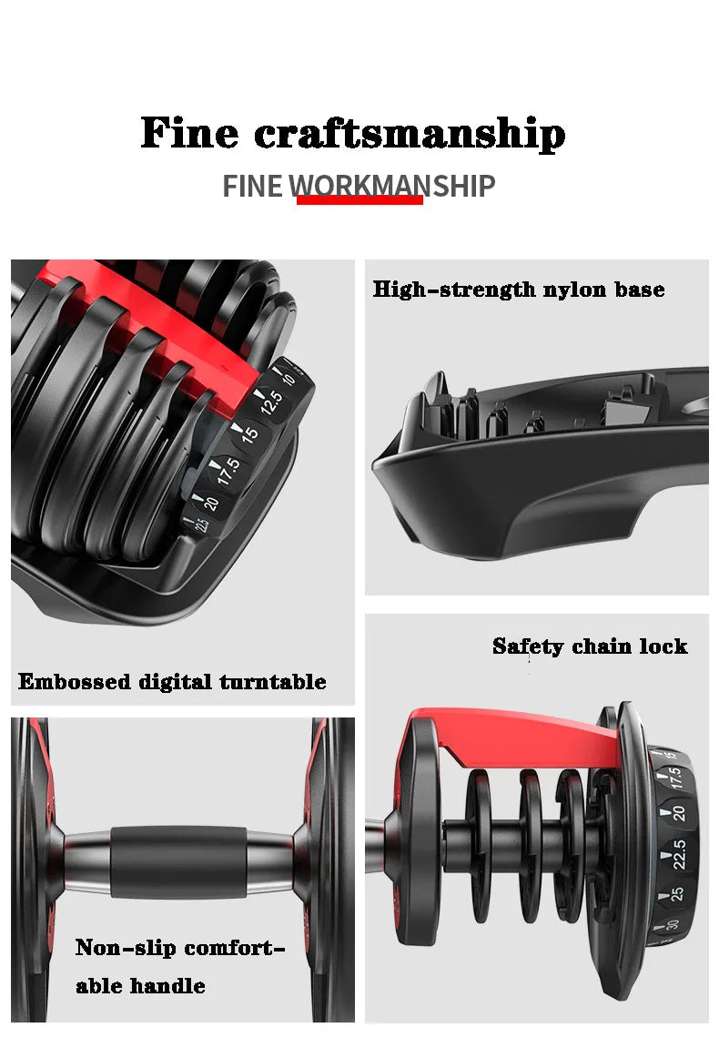 40kg Adjustable Dumbbell – Fast-Lock, Smart Weight for Home Strength Training (90lbs Adjustable Gym Equipment) - Zack Fitness