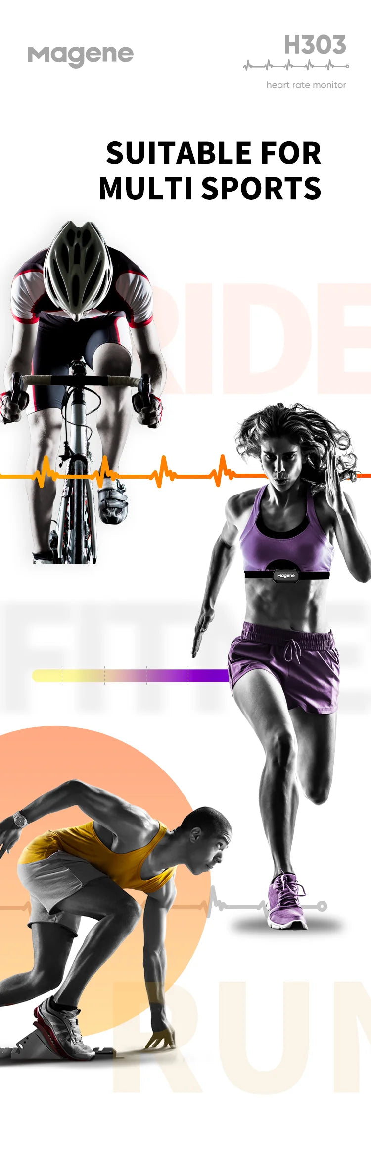 Magene H303 Heart Rate Monitor | Dual Bluetooth & ANT+ Chest Strap - Zack Fitness