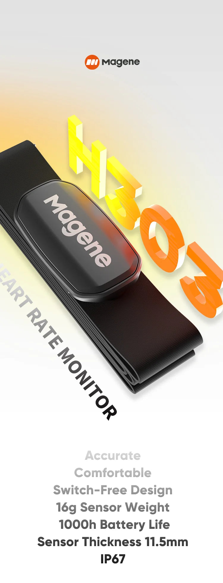Magene H303 Heart Rate Monitor | Dual Bluetooth & ANT+ Chest Strap - Zack Fitness