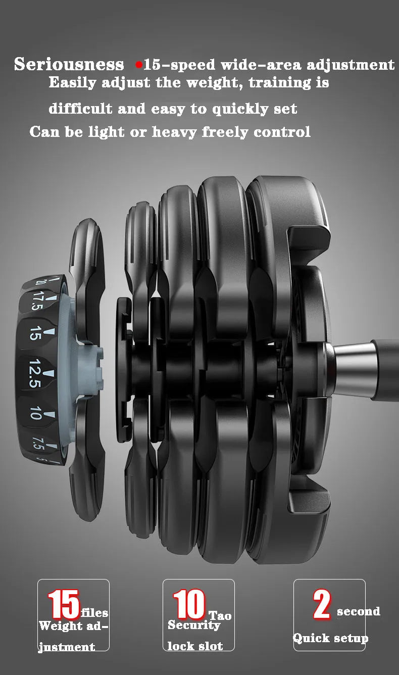 40kg Adjustable Dumbbell – Fast-Lock, Smart Weight for Home Strength Training (90lbs Adjustable Gym Equipment) - Zack Fitness