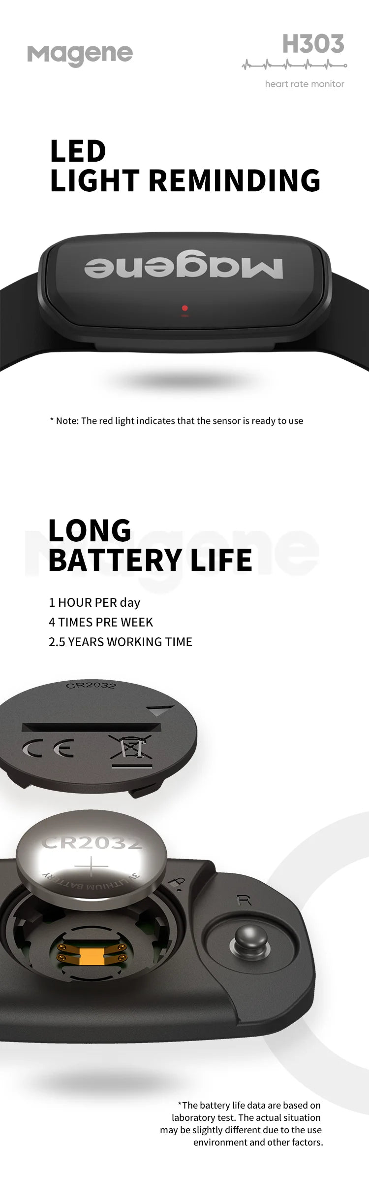 Magene H303 Heart Rate Monitor | Dual Bluetooth & ANT+ Chest Strap - Zack Fitness