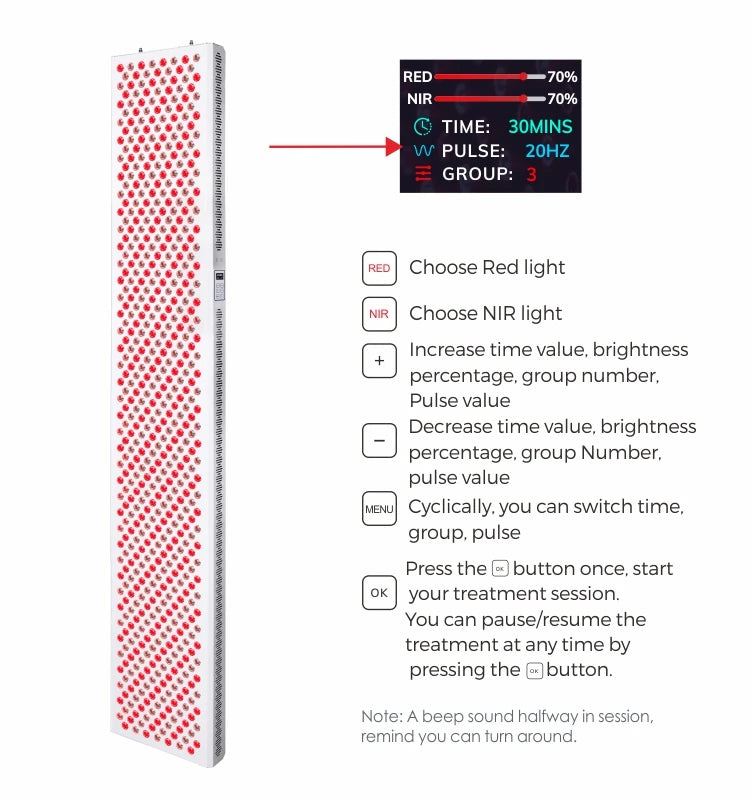 600 led red and near infrared light therapy panel high irradiance photobiomodulation