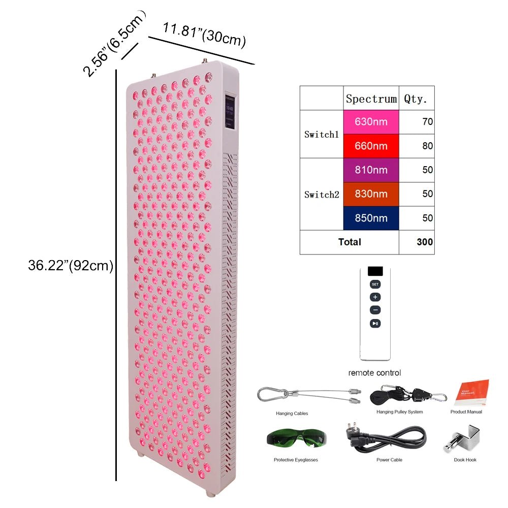 Close up of red light panel LED array providing even full body light exposure during therapy sessions