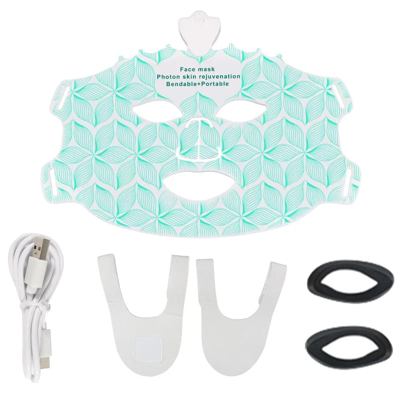 LED facial mask with built-in eye protection designed for comfortable light therapy sessions