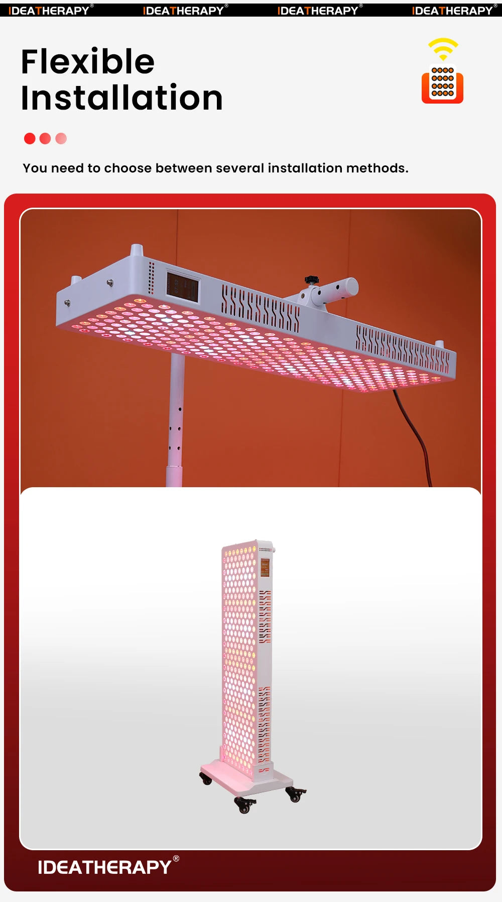 Large full spectrum red light therapy panel designed for full body wellness sessions