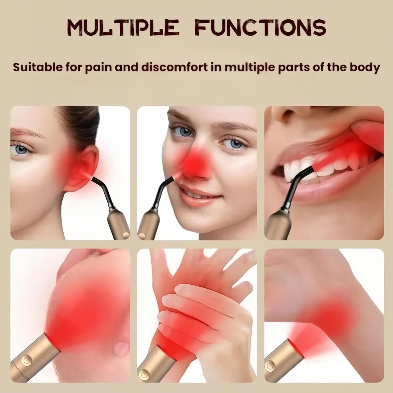 Targeted red light therapy wand allowing precise application on face, lips and jawline