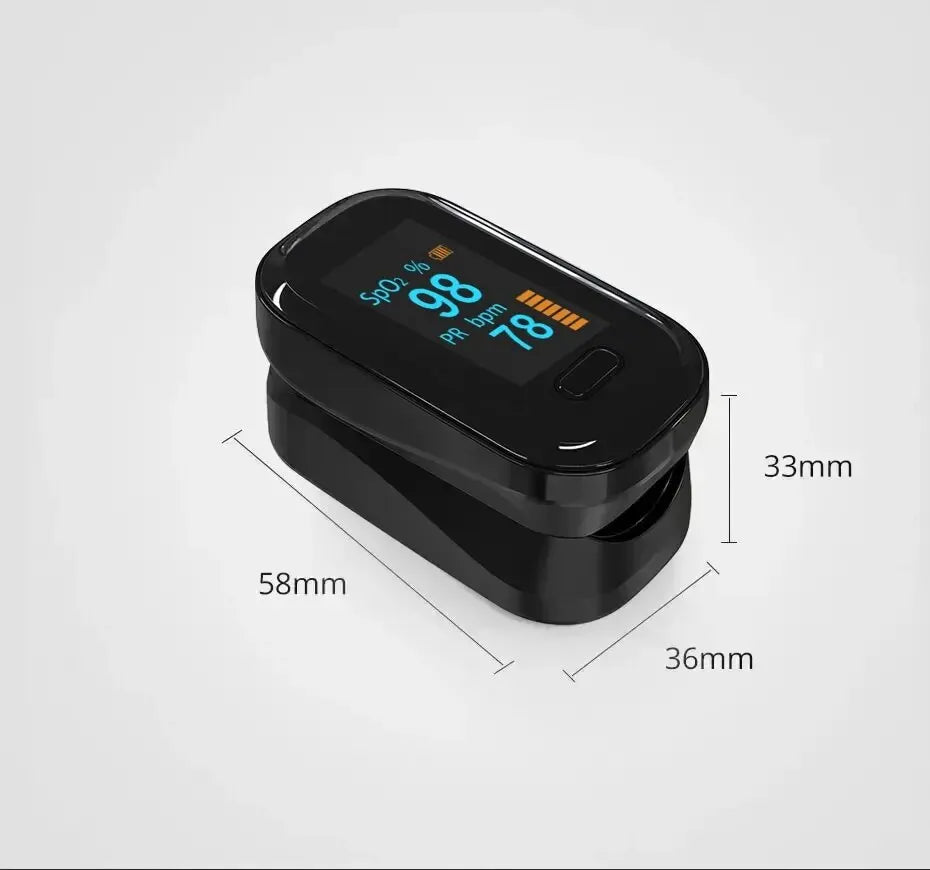 Open fingertip pulse oximeter clip showing internal sensor area
