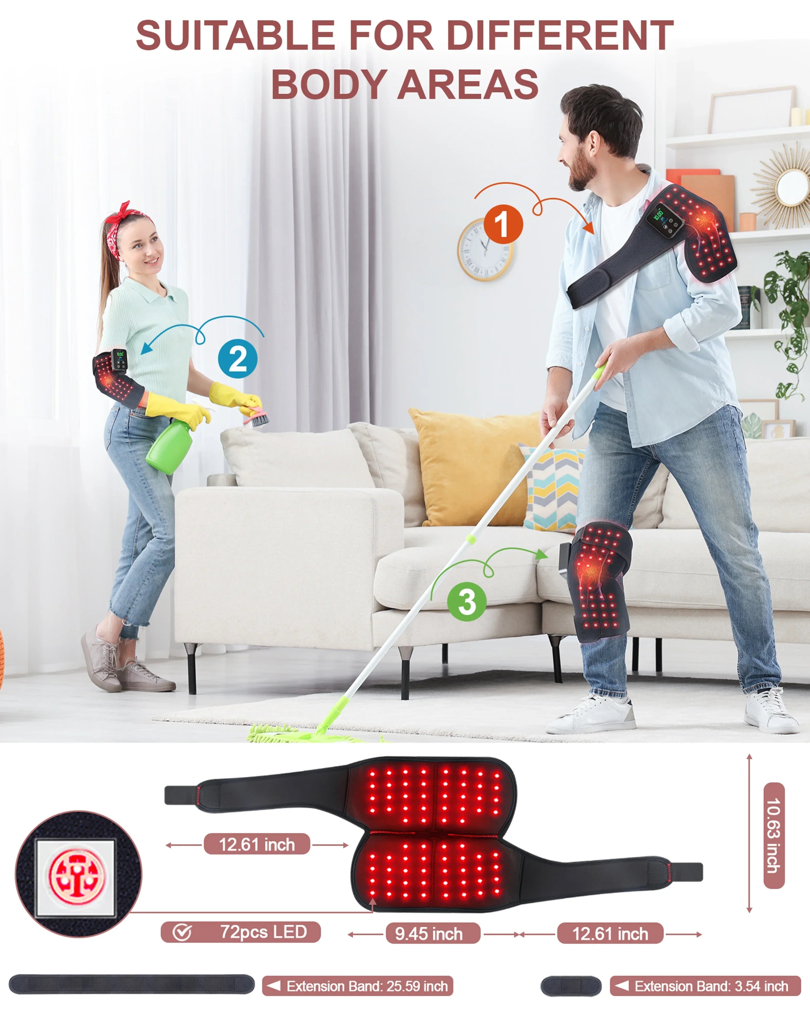 Red light therapy knee pad used at home during recovery routine