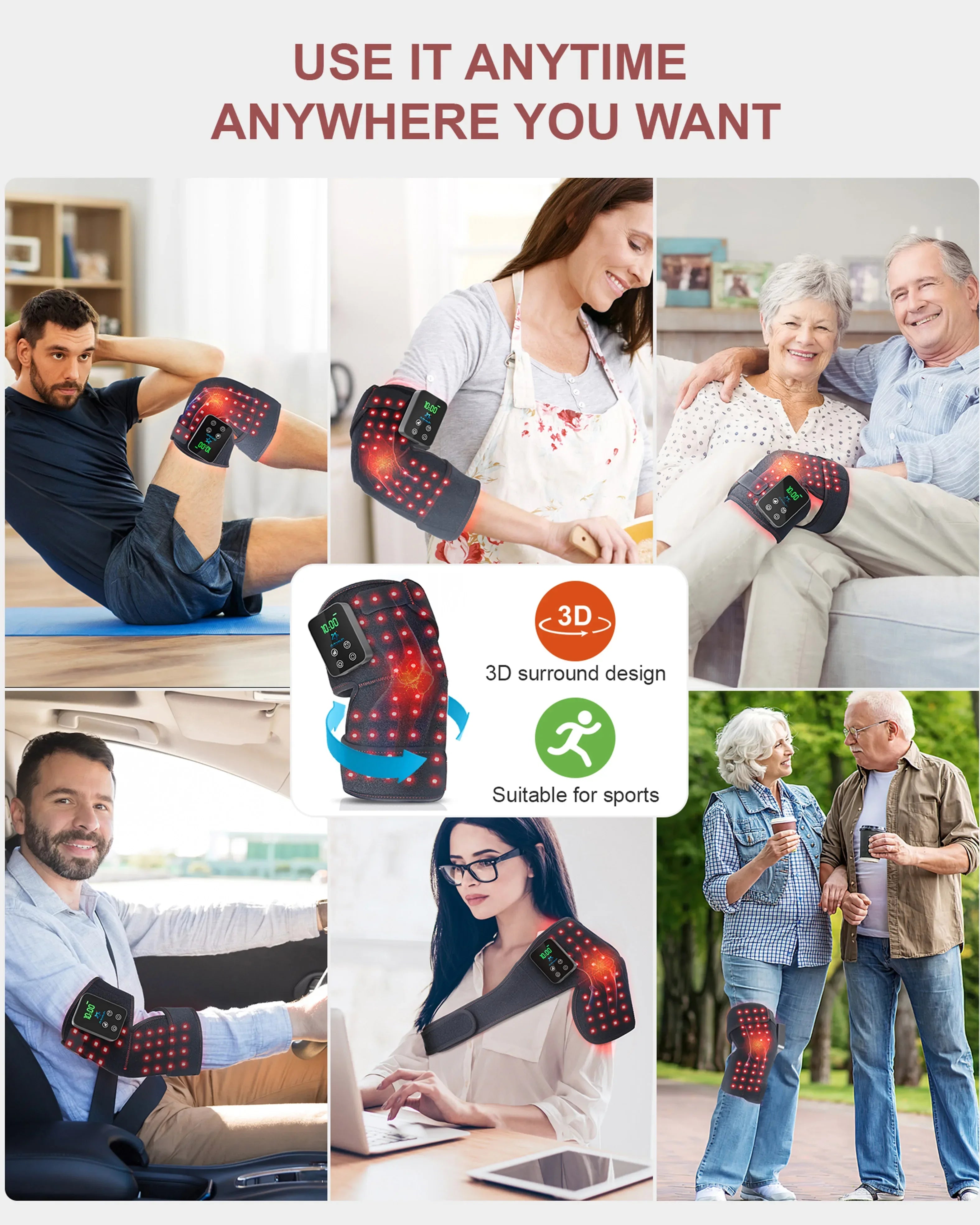 Red light therapy pad worn on the elbow to support joint comfort and recovery