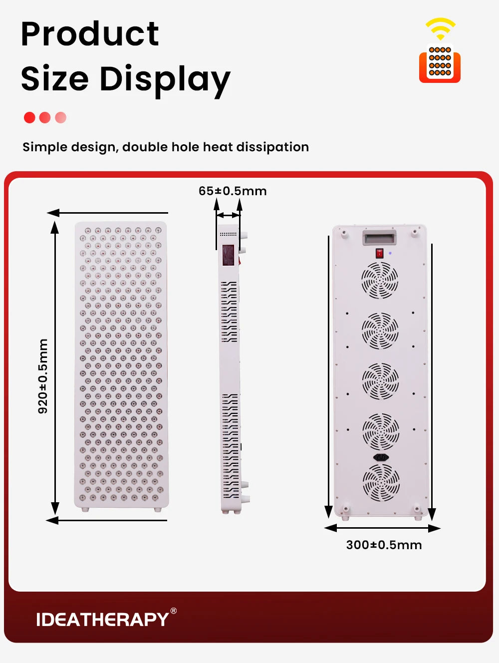 Full spectrum red light therapy panel mounted on adjustable stand for flexible use