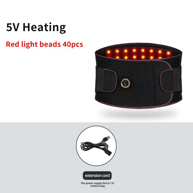 Red light therapy belt used to support muscle relaxation as part of daily routines