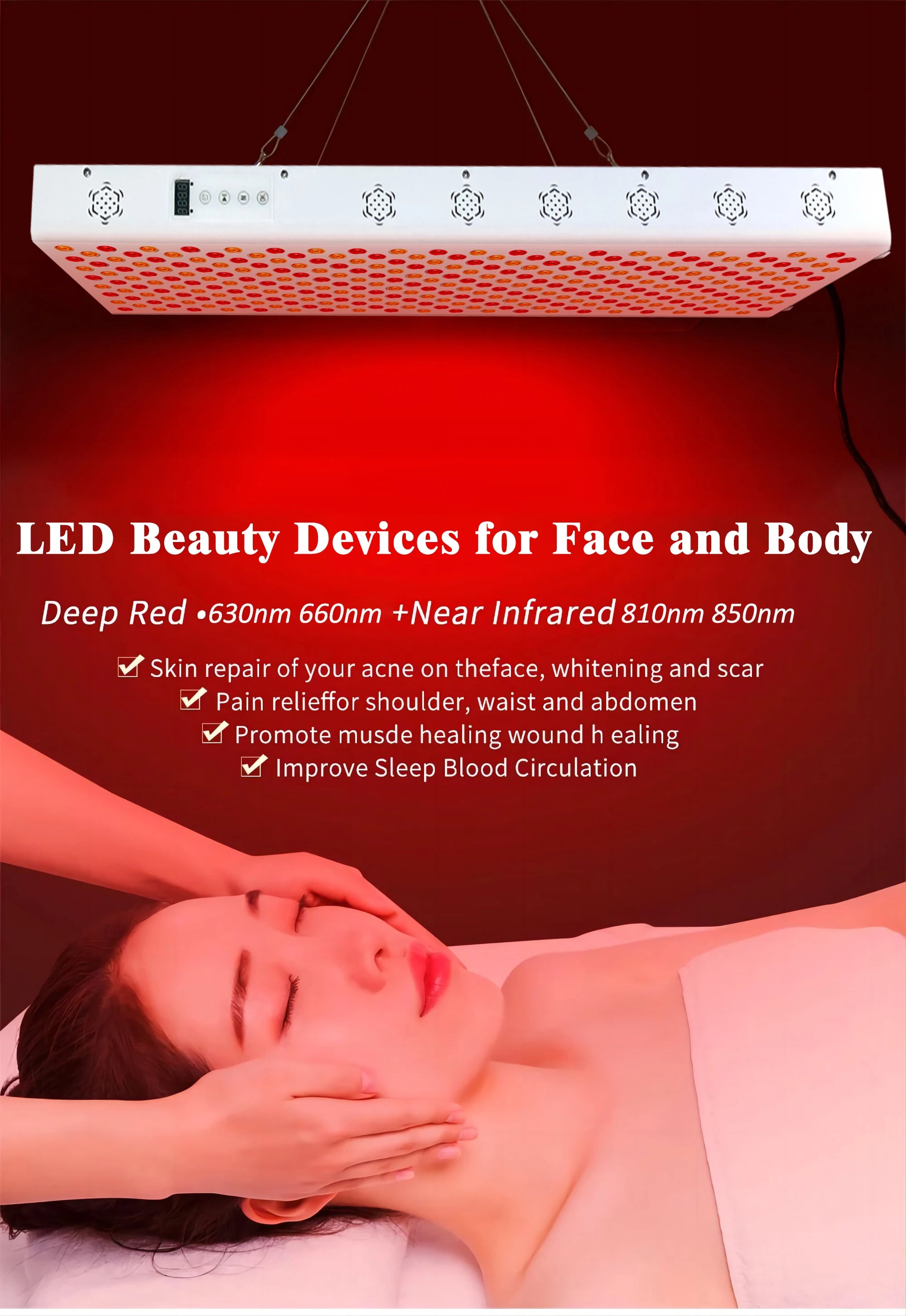 Dual Chip Red Light Therapy Panel 630nm 850nm – Face & Body Care - Zack Fitness