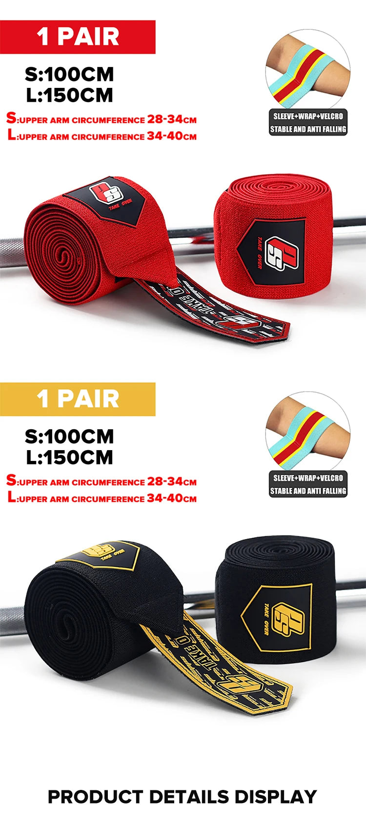 Elbow Wrap Strap Support 150cm | Bench Press, Gym & Sports Brace - Zack Fitness