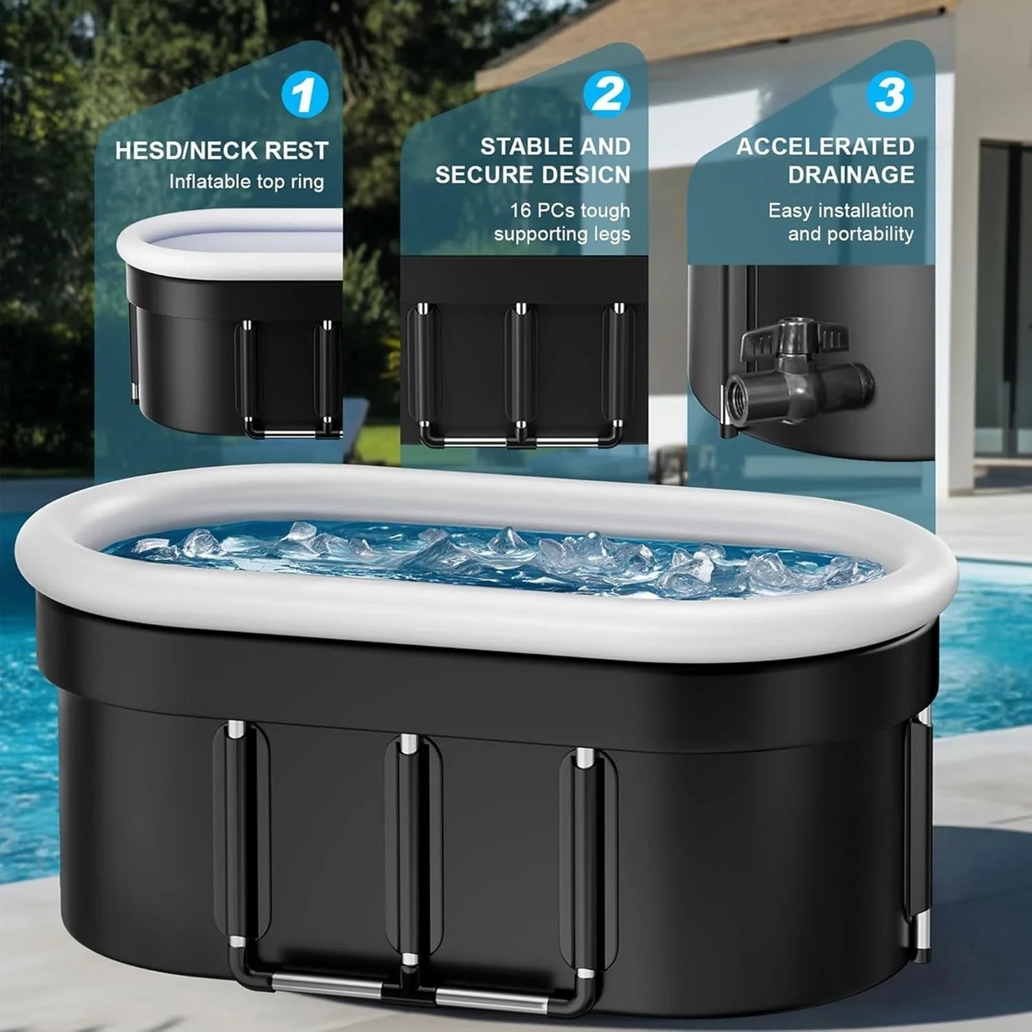 Ice Bath Tub 2025 | 175-Gal Portable Cold Plunge for Athletes & Recovery - Zack Fitness