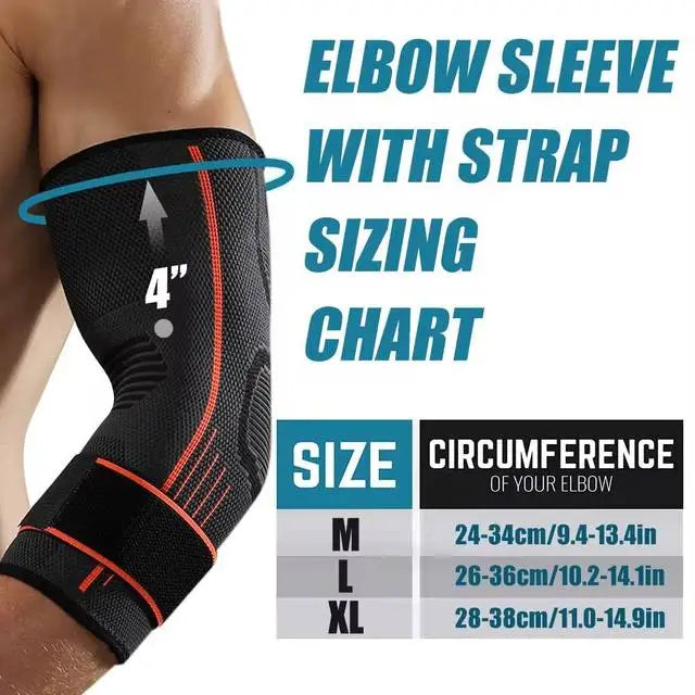 Elbow Compression Sleeve with Strap | Brace for Pain Relief, Lifting & Arthritis - Zack Fitness
