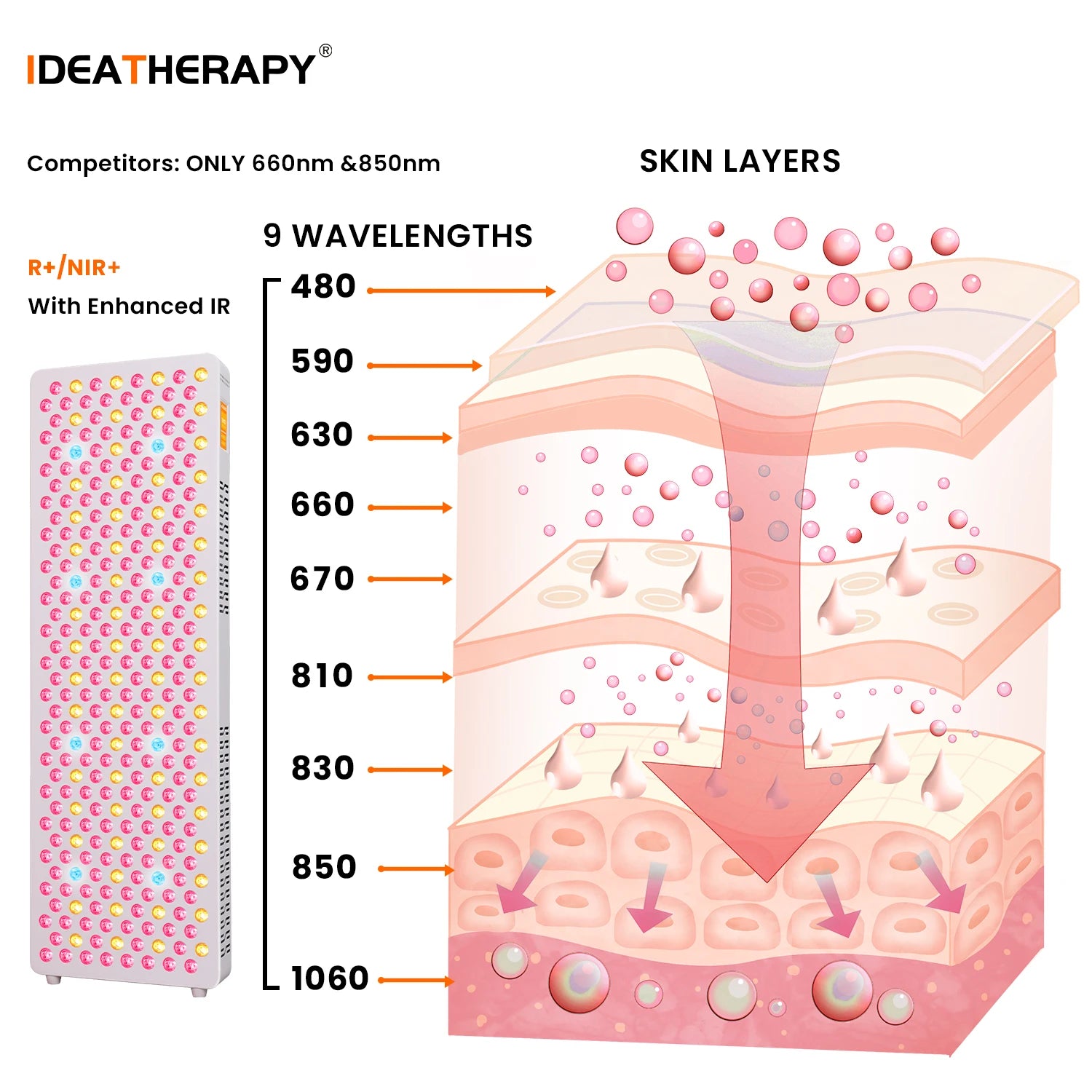 IDEAREDLIGHT RLPRO Red Light Panel – 9 Wavelength Full Body Therapy - Zack Fitness