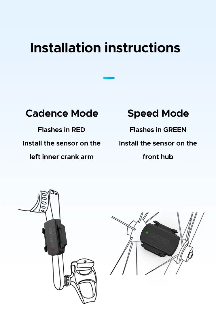 GEOID Bike Cadence & Speed Sensor | Bluetooth ANT+ | 2025 Model - Zack Fitness