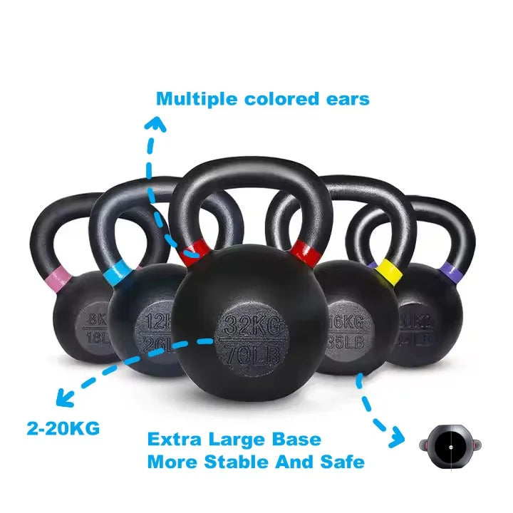 2–20kg Cast Iron Kettlebell Set – Full-Body Strength Training Weights for Home & Gym Workouts - Zack Fitness