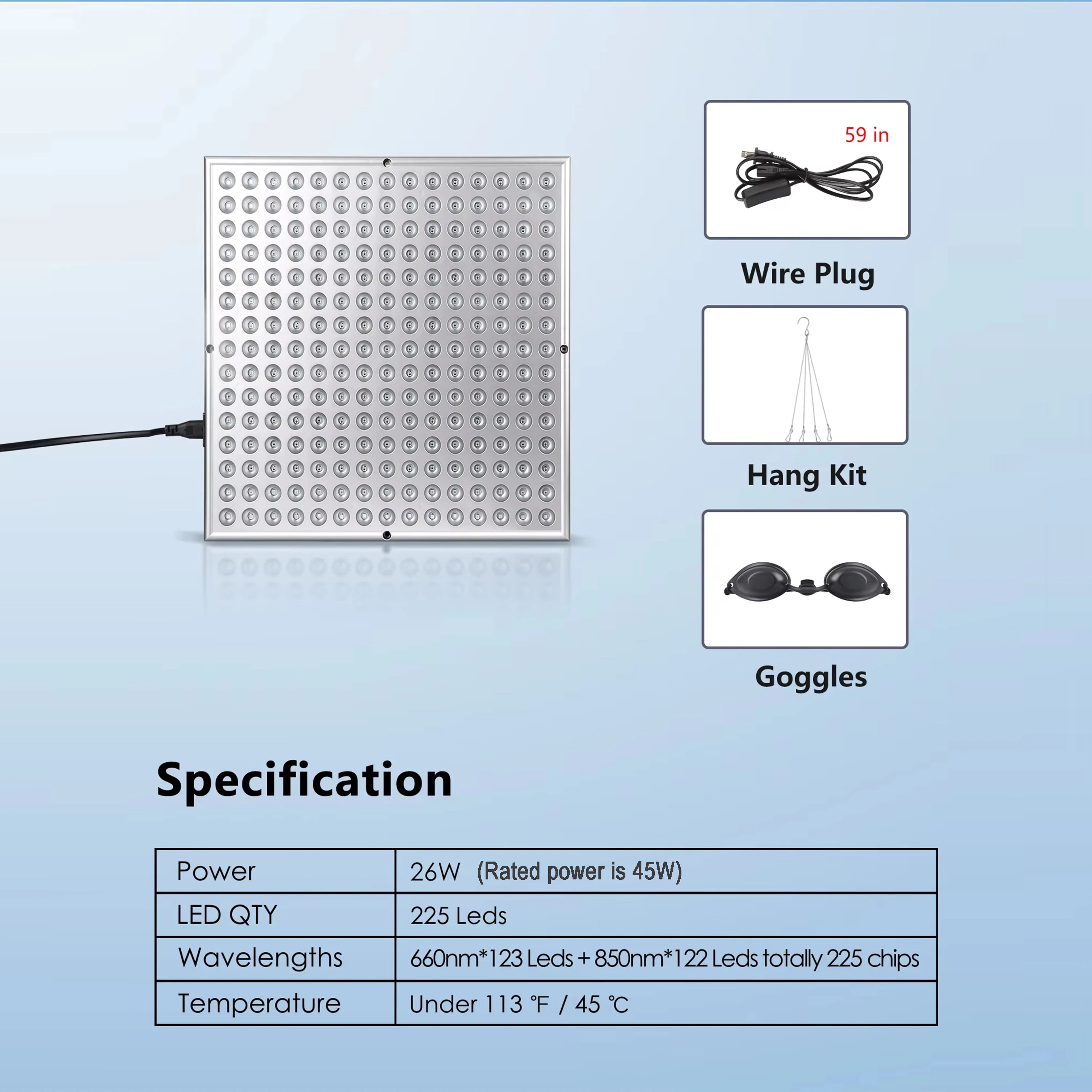 Red Light Therapy Panel – 225 LEDs (660nm & 850nm) for Skin, Pain Relief & Recovery - Zack Fitness