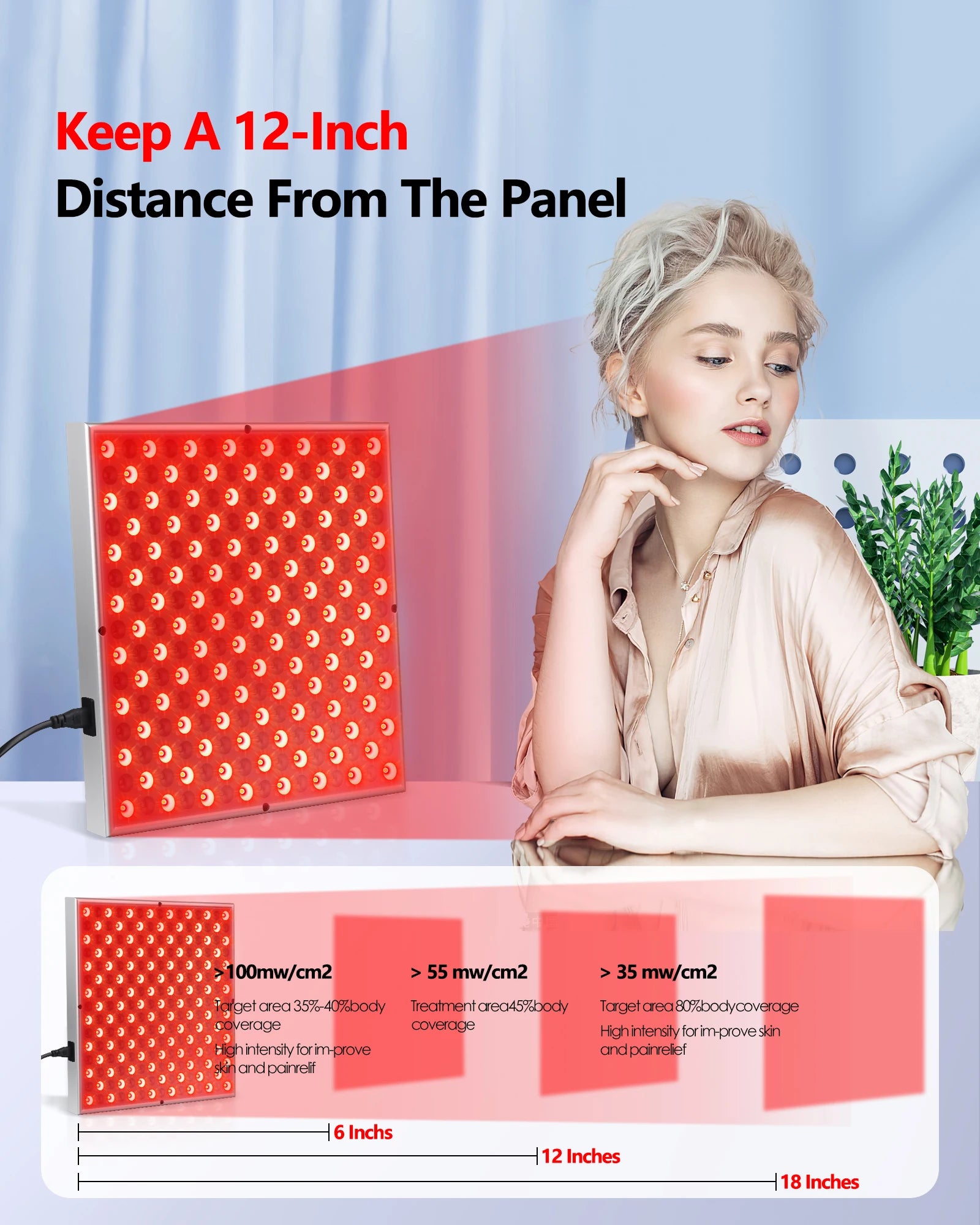 Red Light Therapy Panel – 225 LEDs (660nm & 850nm) for Skin, Pain Relief & Recovery - Zack Fitness