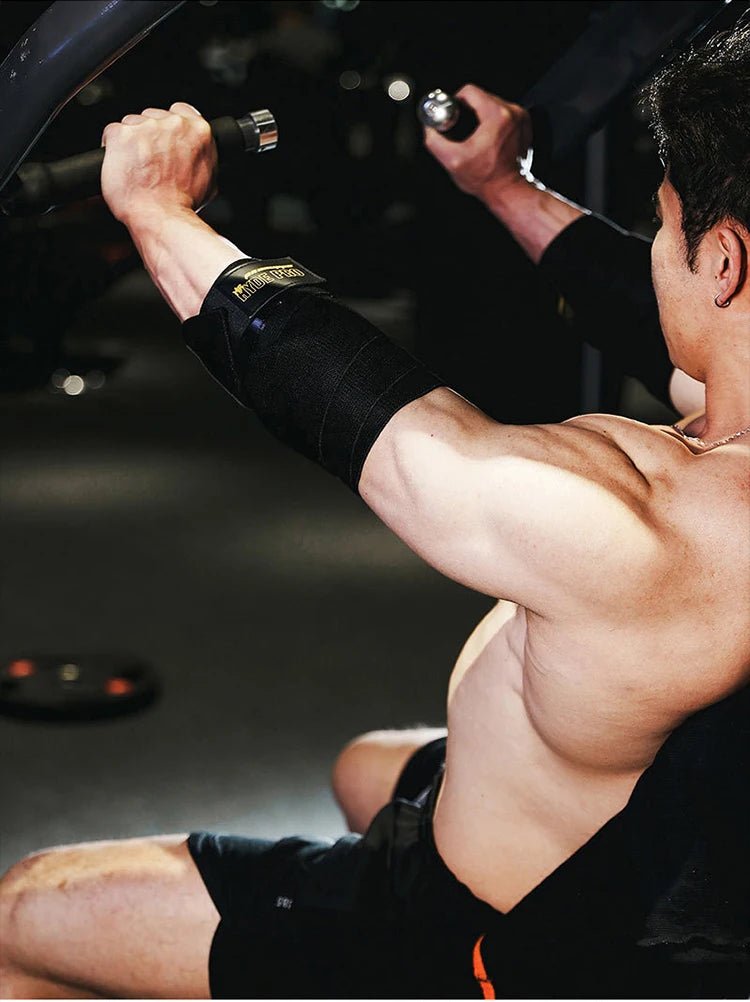 weightlifting elbow wrap strap providing elbow joint stability