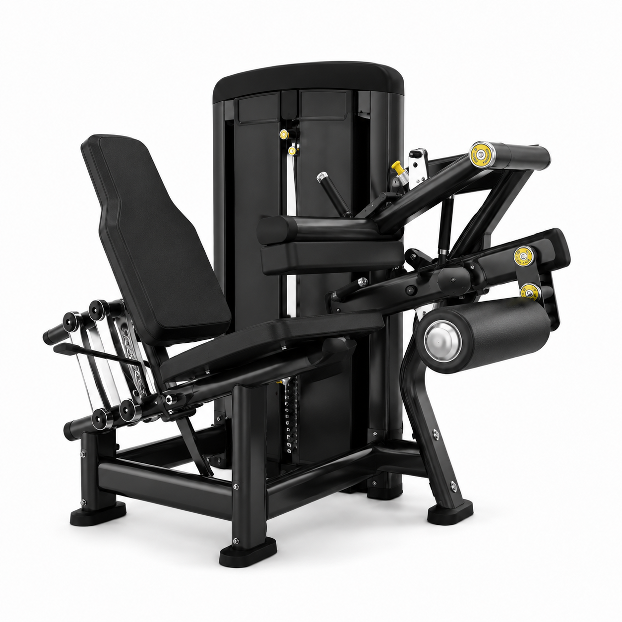 Commercial dual-function leg extension and seated leg curl machine CBL43 from opposite angle