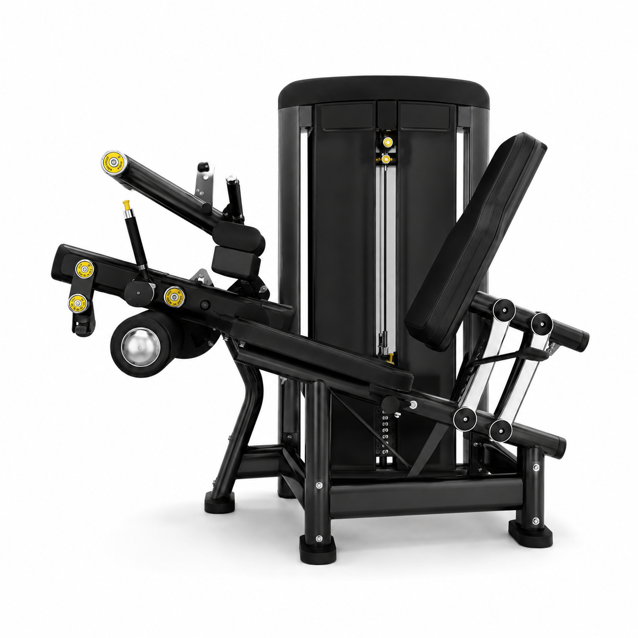 Side view of CBL43 commercial leg extension and seated leg curl machine with 70kg weight stack