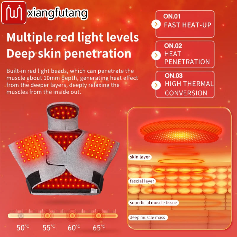 red light therapy shoulder wrap massager for neck and upper back