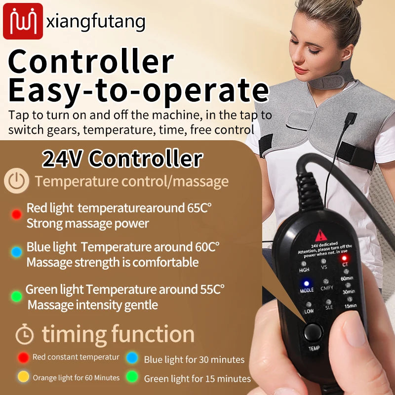heated shoulder brace with vibration massage and red light therapy