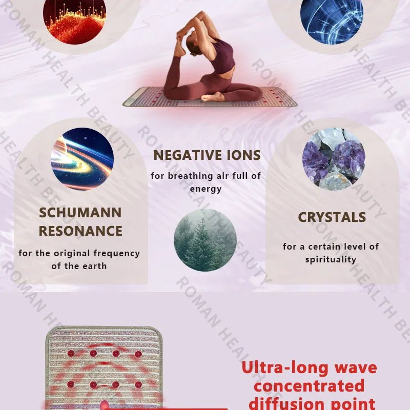 Bio-crystal PEMF infrared heating system supporting relaxation and holistic wellness routines