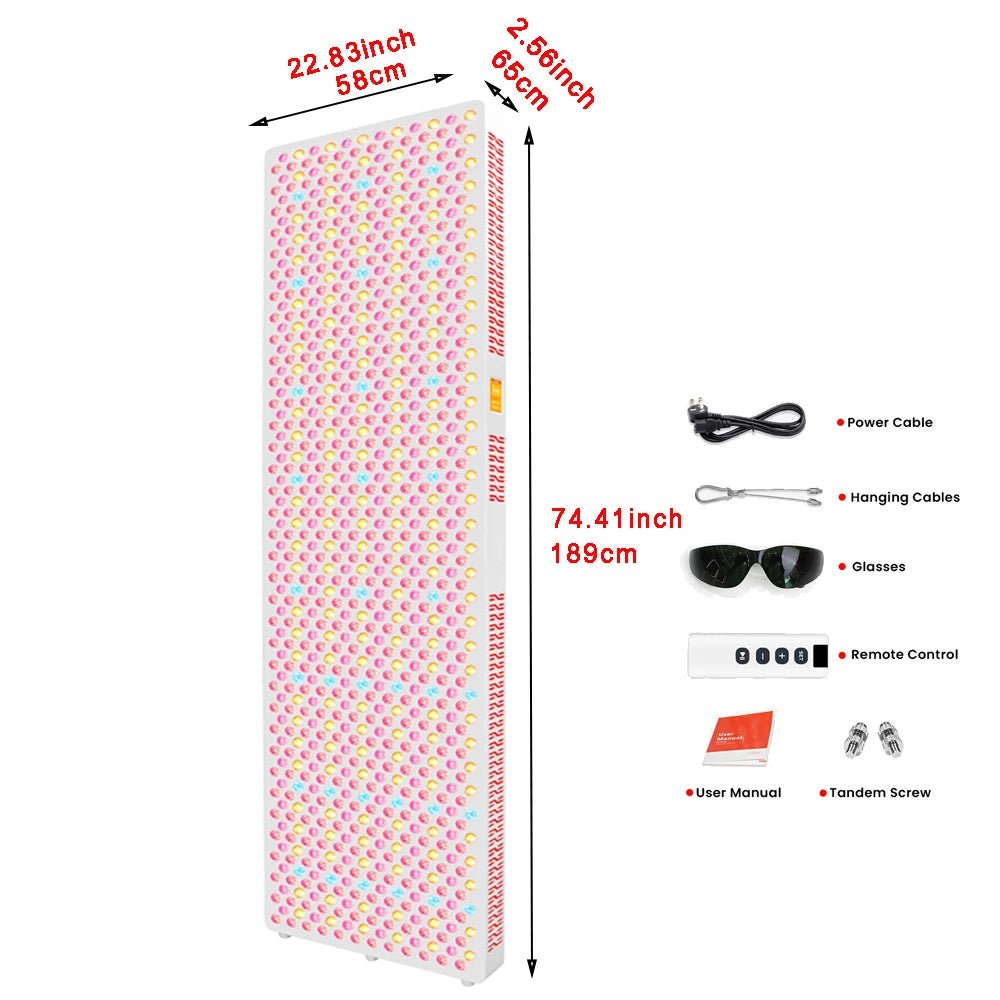 Red light therapy panel engineered to interact with surface, mid and deep tissue layers using multiple wavelengths.