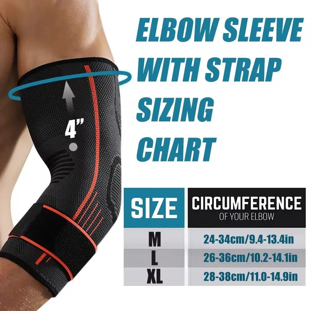 Elbow Compression Sleeve with Strap | Brace for Pain Relief, Lifting & Arthritis - Zack Fitness