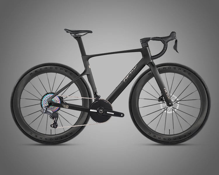 White carbon road racing bike with lightweight frame and hydraulic disc braking system