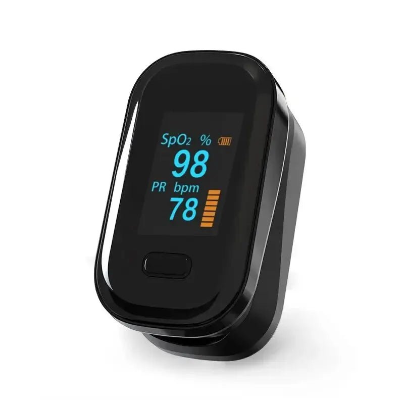 Pulse oximeter used by athlete to check oxygen saturation after workout