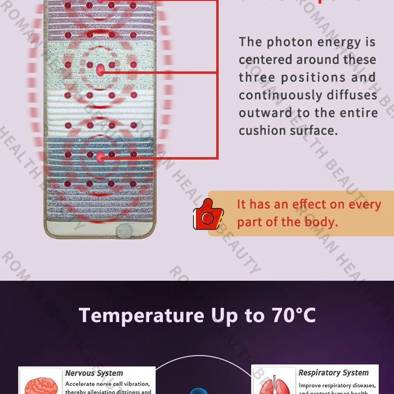 Natural stone PEMF infrared therapy mat designed for home wellness and relaxation