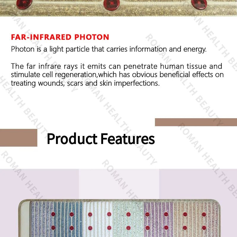Infrared PEMF relaxation mat with embedded gemstones used for stress relief and comfort