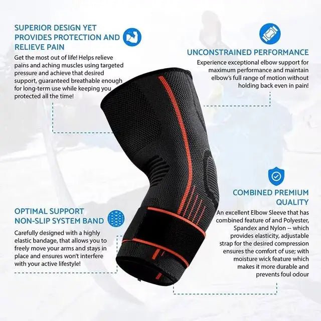 Elbow Compression Sleeve with Strap | Brace for Pain Relief, Lifting & Arthritis - Zack Fitness