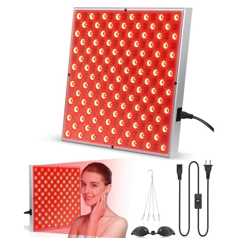 red light therapy panel with 225 leds 660nm red and 850nm near infrared for home use