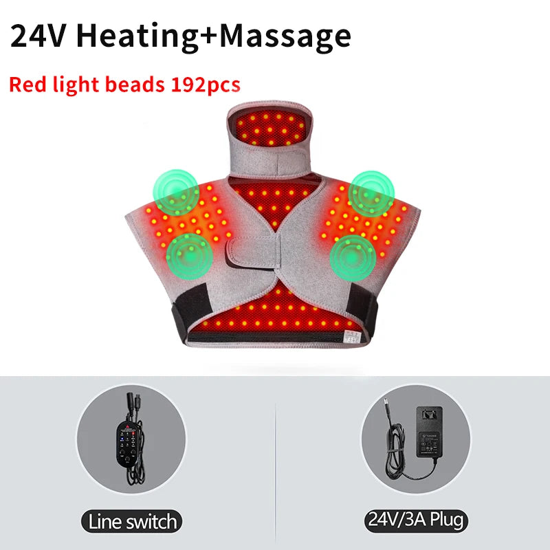 red light therapy heating shoulder wrap used for muscle relaxation