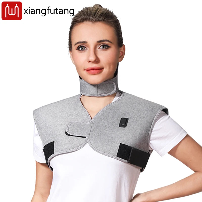 wearable shoulder massager with heat therapy and red light beads
