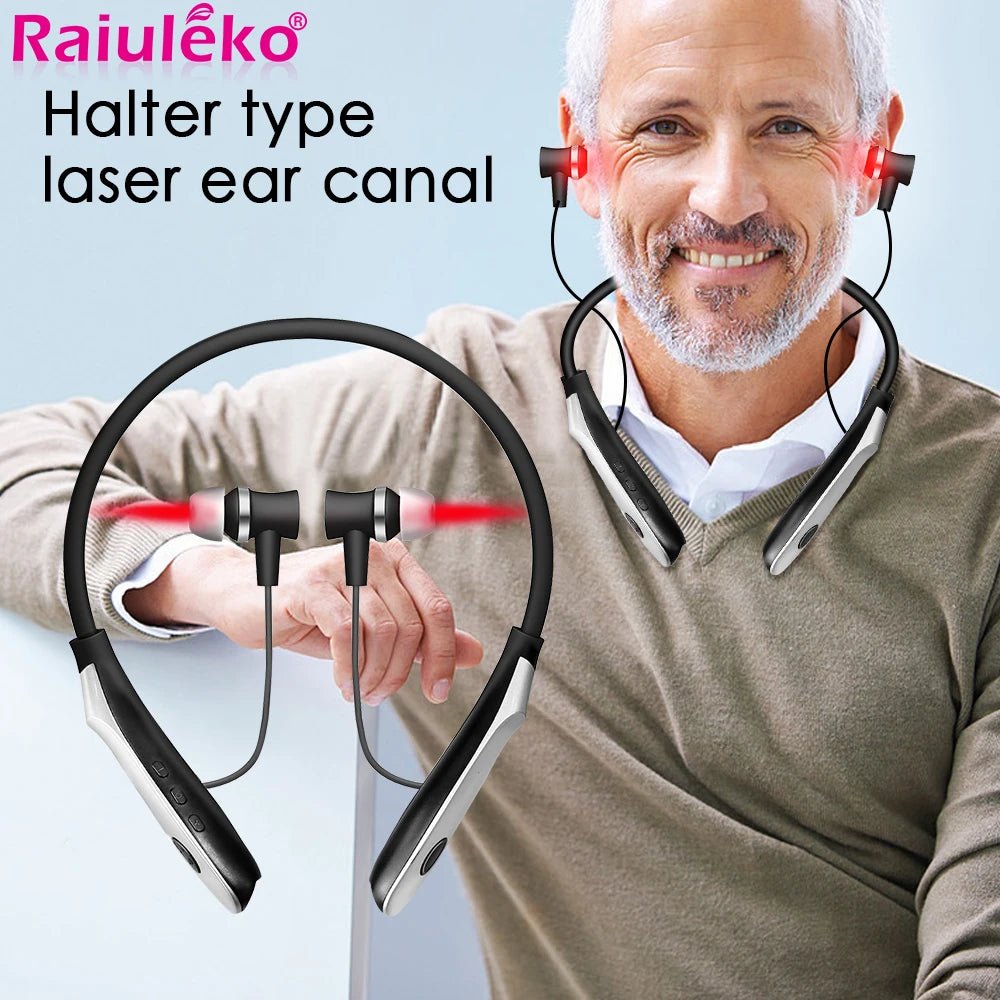 650nm low-level laser ear device worn around the neck for ear wellness routines