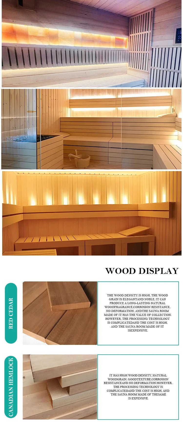 Multi-color LED wellness lighting installed inside luxury indoor sauna cabin.