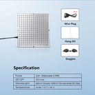 red light therapy panel size dimensions 12.2 x 12.2 inches compact design