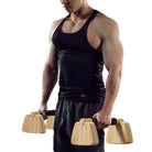 Wooden push up bars set for home calisthenics and bodyweight workouts